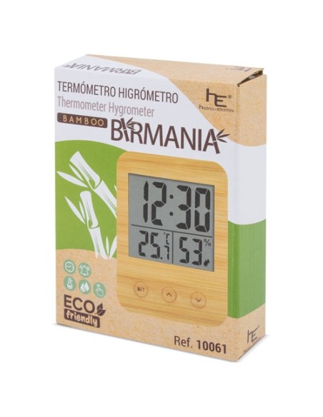 TERMOMETRO HIGROMETRO DE BAMBU "BIRMANIA"