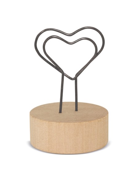 MEMO CLIP CON BASE DE MADERA "LOVE U"