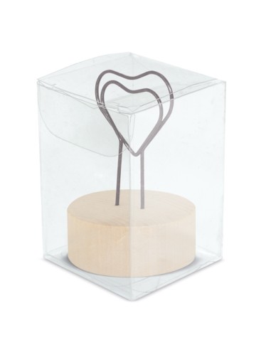 MEMO CLIP CON BASE DE MADERA "LOVE U"