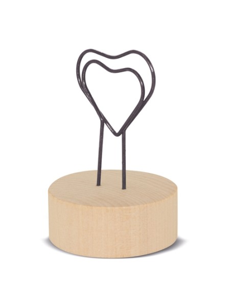 MEMO CLIP CON BASE DE MADERA "LOVE U"