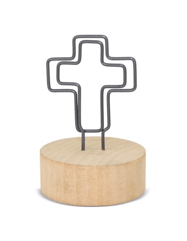 MEMO CLIP CON BASE DE MADERA "CRUCI"