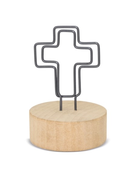 MEMO CLIP CON BASE DE MADERA "CRUCI"