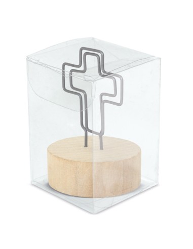 MEMO CLIP CON BASE DE MADERA "CRUCI"