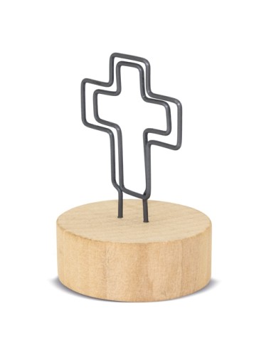 MEMO CLIP CON BASE DE MADERA "CRUCI"