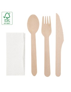 SET DE CUBIERTOS MADERA 4 PCS "COMPLEC"