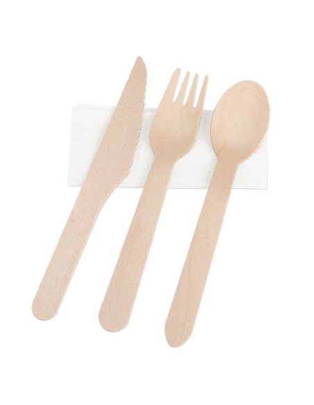SET DE CUBIERTOS MADERA 4 PCS "COMPLEC"