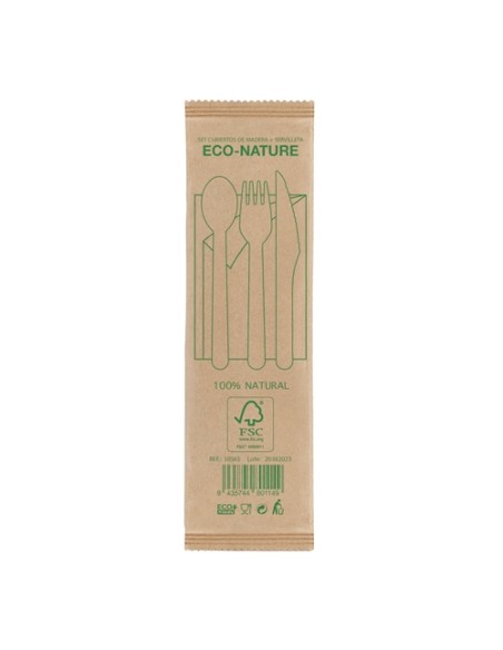 SET DE CUBIERTOS MADERA 4 PCS "COMPLEC"