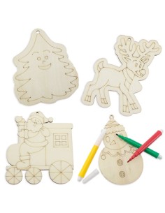 SET PIEZAS MADERA HAPPY CHRISTMAS ( 4 PCS)