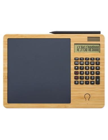 CALCULADORA BAMBU CON PIZARRA AUTOMATICA "GLASGOW"