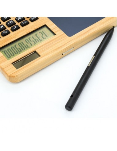 CALCULADORA BAMBU CON PIZARRA AUTOMATICA "GLASGOW"