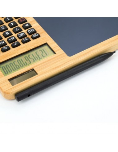 CALCULADORA BAMBU CON PIZARRA AUTOMATICA "GLASGOW"