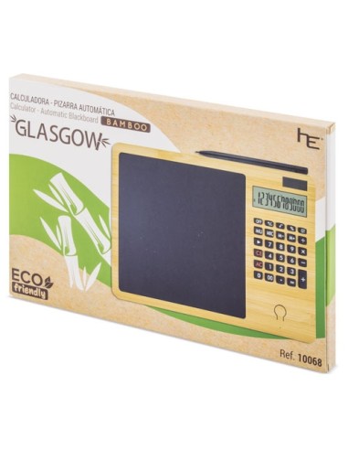 CALCULADORA BAMBU CON PIZARRA AUTOMATICA "GLASGOW"