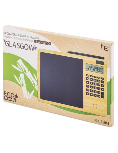 CALCULADORA BAMBU CON PIZARRA AUTOMATICA "GLASGOW"