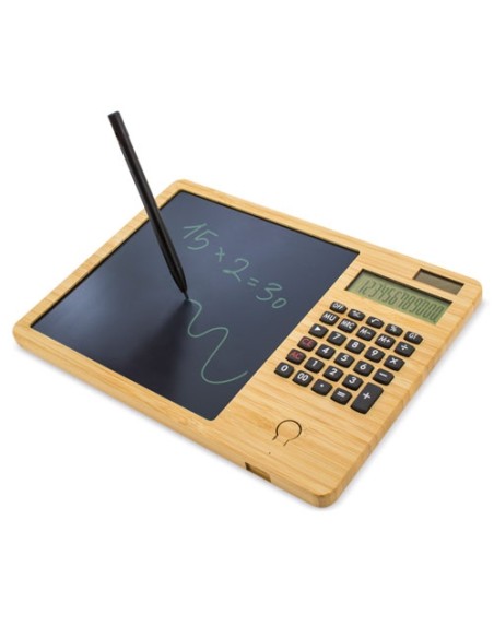CALCULADORA BAMBU CON PIZARRA AUTOMATICA "GLASGOW"
