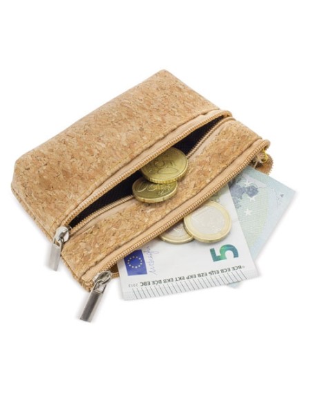 MONEDERO CORCHO DOBLE CREMALLERA NATUR