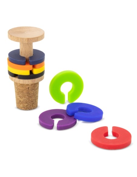 TAPÓN CORCHO Y MADERA CON ANILLAS IDENTIFICADORAS PARA COPAS "TRIANA"