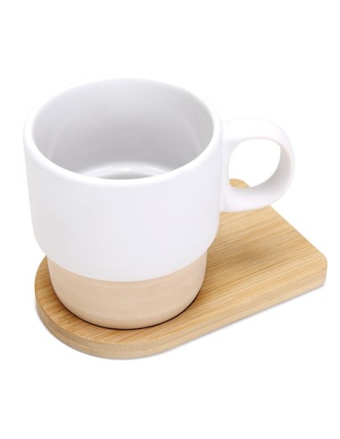 MUG SUBLIMACIÓN APILABLE CON BASE DE BAMBÚ