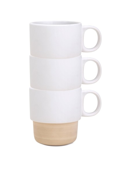 MUG SUBLIMACIÓN APILABLE CON BASE DE BAMBÚ