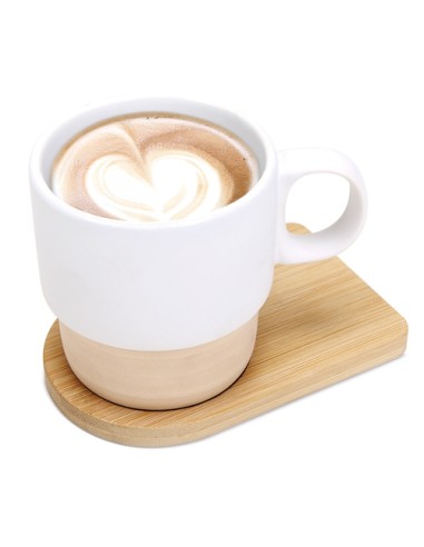 MUG SUBLIMACIÓN APILABLE CON BASE DE BAMBÚ