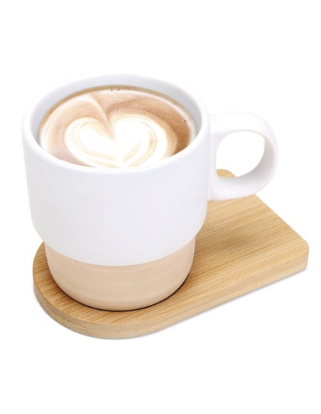MUG SUBLIMACIÓN APILABLE CON BASE DE BAMBÚ