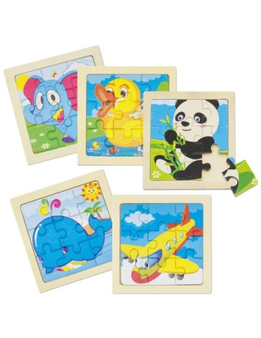 SET DE 5 PUZZLES EN MADERA NATURAL "JUNIOR"