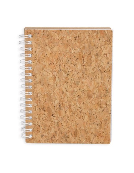 LIBRETA CON ANILLAS NEGRAS CORCHO NATURAL "PAIX"