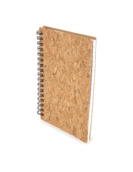 LIBRETA CON ANILLAS NEGRAS CORCHO NATURAL "PAIX"