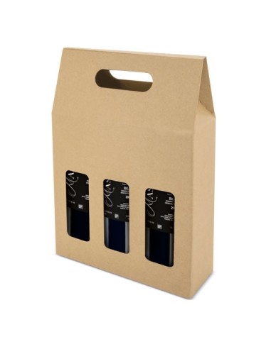 CAJA CARTON VENTANA 3 BOTELLAS "TREVISO"