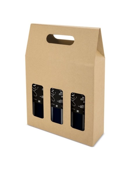 CAJA CARTON VENTANA 3 BOTELLAS "TREVISO"